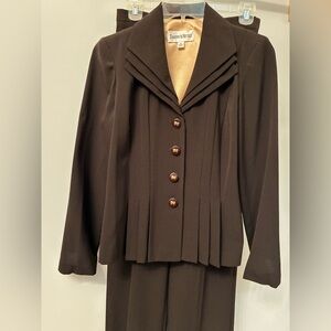 Danny & Nicole Dark Brown Pleated Suit Set